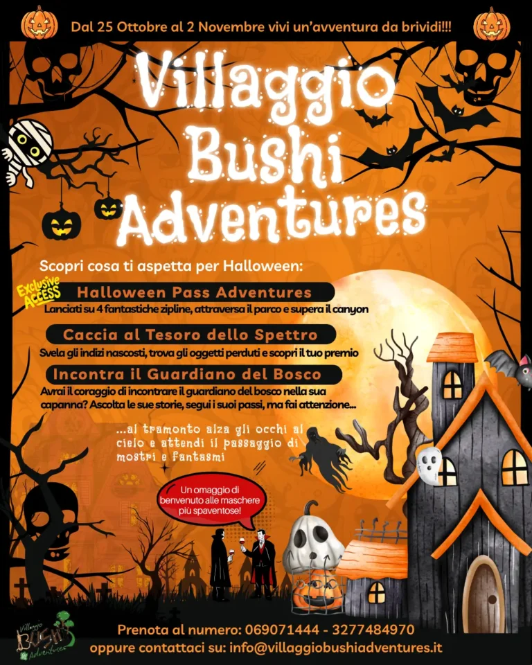 Locandina Halloween Villaggio Bushi Adventures 2025